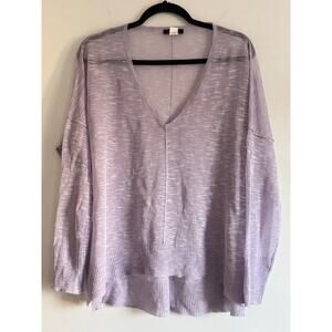 Kerisma Lightweight V-Neck Knit Sweater Lavender M/L slouchy High-Low Hem pastel